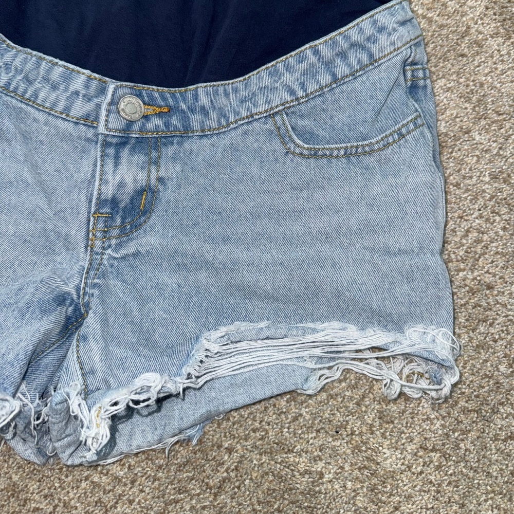 Misguided Maternity Denim Shorts Size Small Distressed - Picture 5 of 10